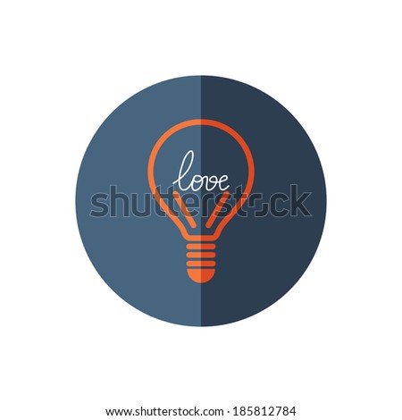 Light bulb with love inside. Idea concept. Vector illustration