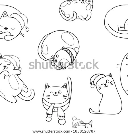 Seamless vector pattern with cute colorful Kittens. Creative childish pink texture. Great for fabric, textile Vector Illustration