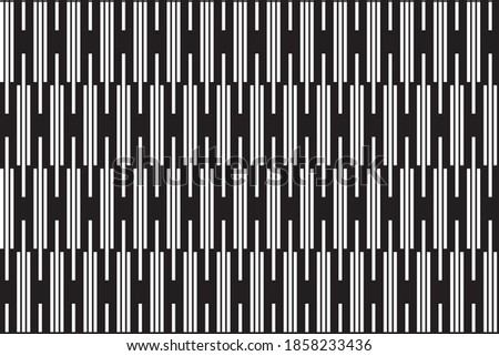 Vertical stripe of pattern vector. Regular line white on black background. Design print for illustration, texture, material, wallpaper, background. Set 4