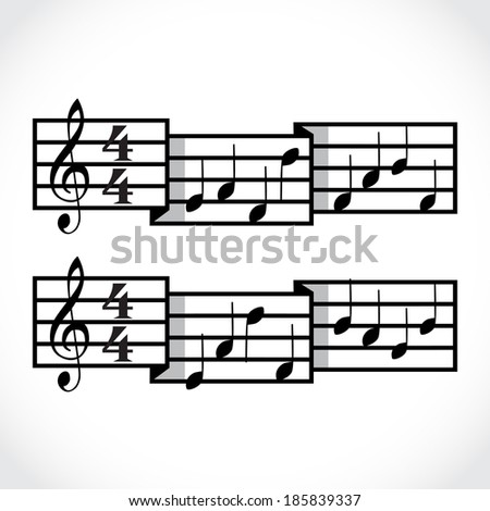 Music signature and bars with notes. Illustration