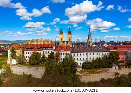Veszprem city castle aera in aerial photo. Amazing city part with historical old houses, church and much more. The most beautiful part of this city.