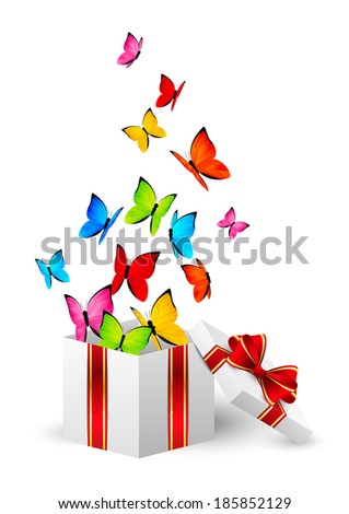Gift box with color butterflies