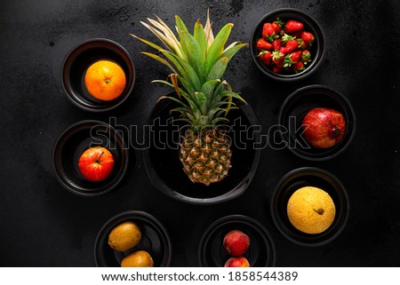 fresh fruits pineapple and strawberry