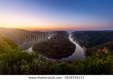 The Saar is a river in northeastern France and western Germany, and a right tributary of the Moselle. Royalty-Free Stock Photo #1858596157