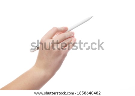 pencil for tablet in the girl's hand