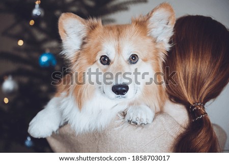 girl and dog embrace one another
