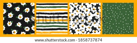 Abstract floral seamless patterns with chamomile. Trendy hand drawn textures. Modern abstract design for,paper, cover, fabric and other users