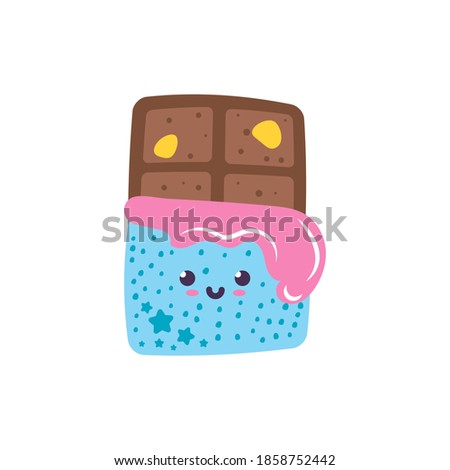 Cute kawaii chocolate isolated object on white background