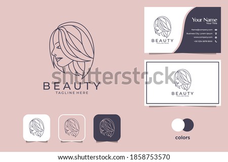 beauty women logo design and business card, good use for salon and fashion