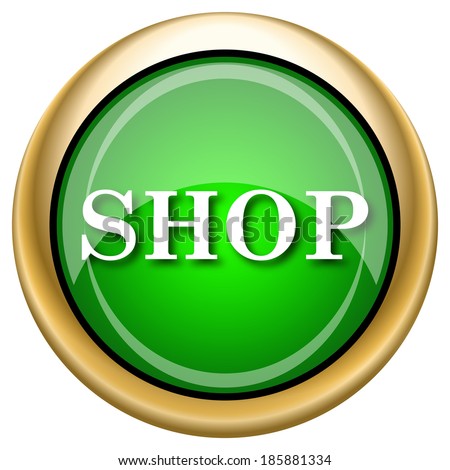 Shiny glossy green and gold icon - internet button