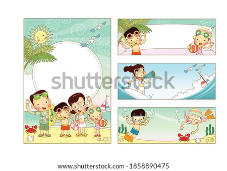 Summer Vacation Family Vector Illustration