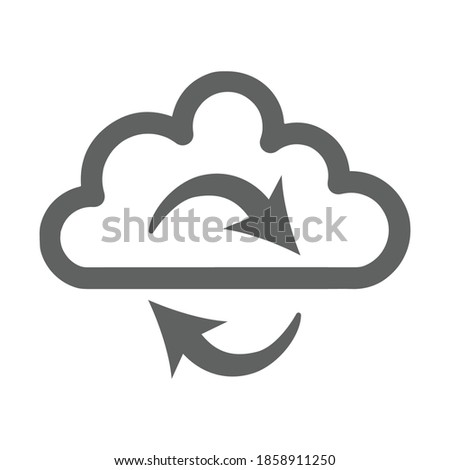 Cloud network refresh, syncing icon. Gray vector graphics