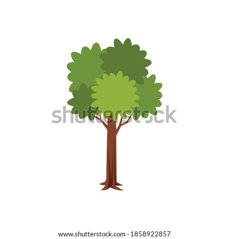 Isometric composition with isolated image of tree with trunk and leaves vector illustration