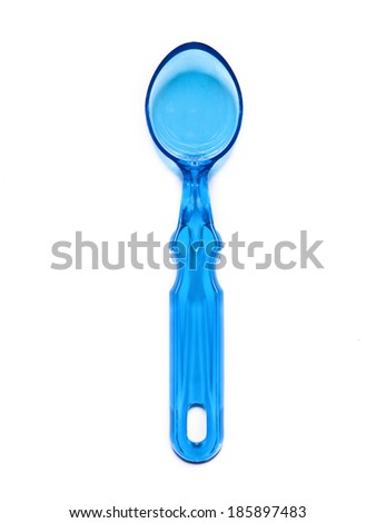 Blue Plastic Ice cream spoon - Stock Image