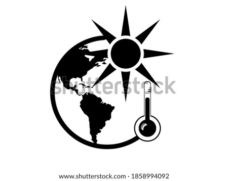 Earth globe sun and thermometer vector isolated on white background