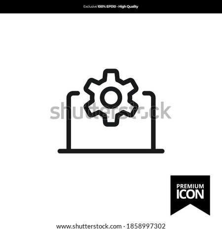 Laptop black color of flat simple icon. illustration vector of mobile application. Modern style of design. Line single minimalistic sign