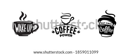 Set of coffee quotes graphics, logos, labels and badges. Royalty-Free Stock Photo #1859011099