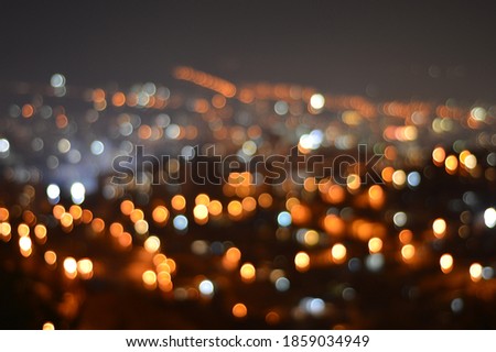City blurring lights abstract circular  background, blur lights from Tbilisi city