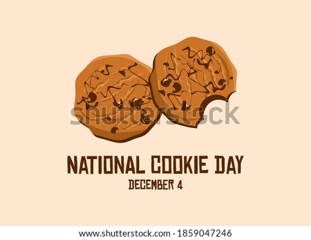 National Cookie Day vector. Delicious chocolate chip cookie vector. Bitten chocolate Cookies icon vector. Biscuit with chocolate icing icon vector. Cookie Day Poster, December 4. Important day