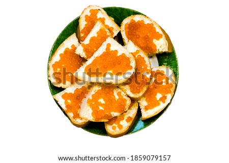 pictured in the photo Sandwiches with red caviar,