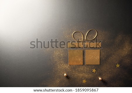 Gift box icon created with card and gold glitter