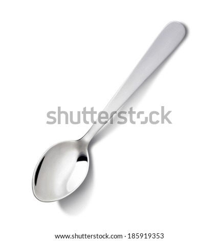 dessert spoon with its shadow on white Royalty-Free Stock Photo #185919353
