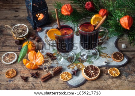 Christmas still life with mulled wine