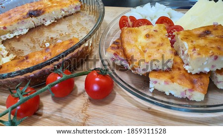 beautiful pie with cheese and ham