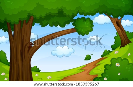 Blank forest nature scene background illustration