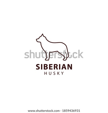 Siberian husky outline, vector icon illustration
