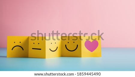 Customer Experiences Concept. Feedback Symbol on Fold Paper from Negative to Positive Review. Poor to Excellent. Hate to Love. Client's Satisfaction Surveys Royalty-Free Stock Photo #1859445490