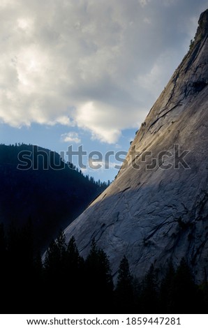 Sunrise reflecting off a cliff in Yosemite National Park