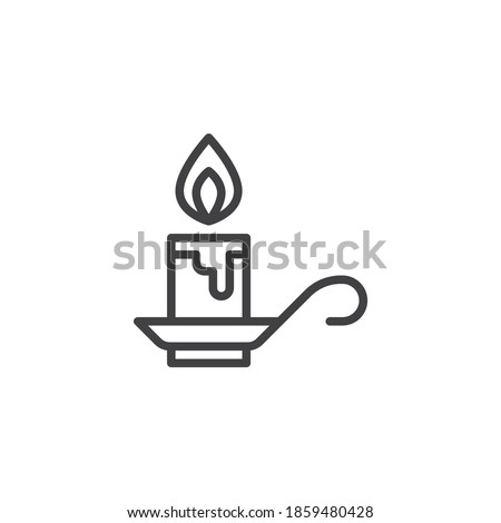 Burning candle line icon. linear style sign for mobile concept and web design. Indian candle outline vector icon. Symbol, logo illustration. Vector graphics