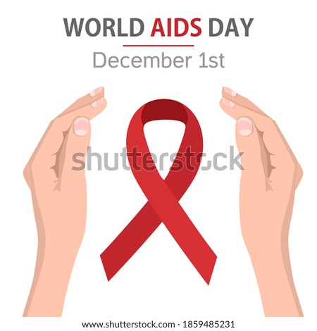 The red ribbon is a symbol of World AIDS Day. Help for the sick. Vector illustration
