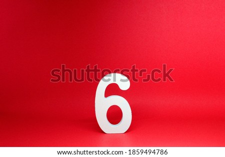 No 6 ( Six ) Isolated red  Background with Copy Space - Number 6 Percentage or Promotion success Concept - Mock up Resource