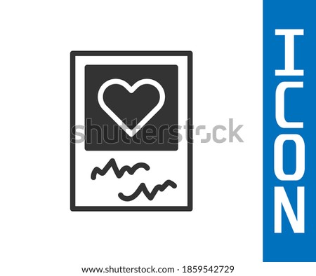Grey Blanks photo frames and hearts icon isolated on white background. Valentines Day symbol.  Vector