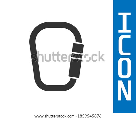 Grey Carabiner icon isolated on white background. Extreme sport. Sport equipment.  Vector