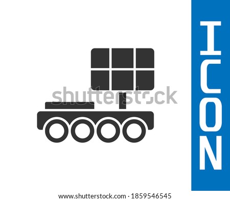 Grey Mars rover icon isolated on white background. Space rover. Moonwalker sign. Apparatus for studying planets surface.  Vector