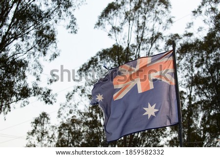Torn Australian flag in Bluemountains, 