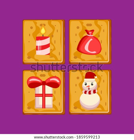 
Christmas gingerbread cookies collection: Candles,Bag,Gift,Snowman
