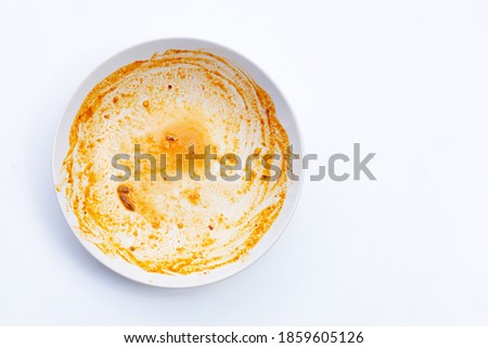 Dirty dish on white background. Top view Royalty-Free Stock Photo #1859605126