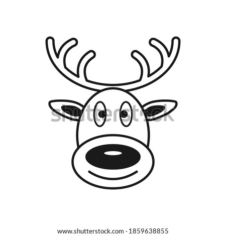 Flat reindeer icon Christmas card. Isolated on white background, vector illustration. Christmas Design