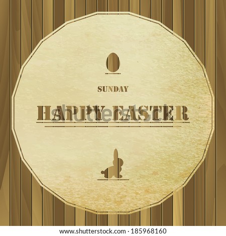 Vintage easter card. Easter retro banner on wooden background. Vector Illustration. 