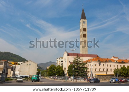 View of the Franciscan Church of Peter and Paul in Mostar. Bosnia and Herzegovina