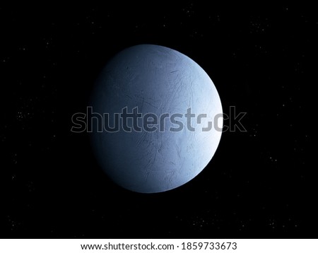 White planet with a solid surface in deep space.