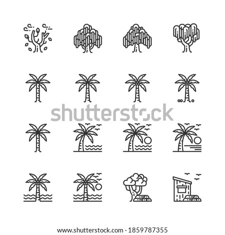 Simple Set of Tree Line Icons Vector Illustration , ecology, nature, wood