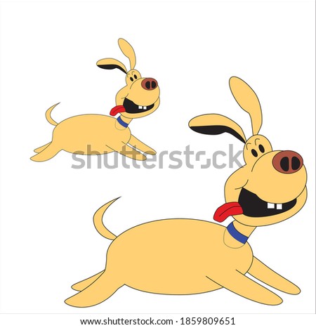 dog cute running vector art