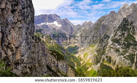 Zugspitze is the highest mountain in Germany, beautiful panorama view of mountain landscape