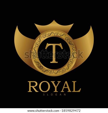 Royal Golden logo Design for letter T. luxury Golden Vector logo design. Golden letter T logo for salon, spa, cosmetic, Boutique, Jewelry.
