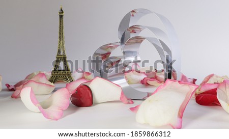
eiffel tower in rose petals